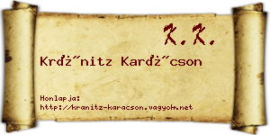 Kránitz Karácson névjegykártya